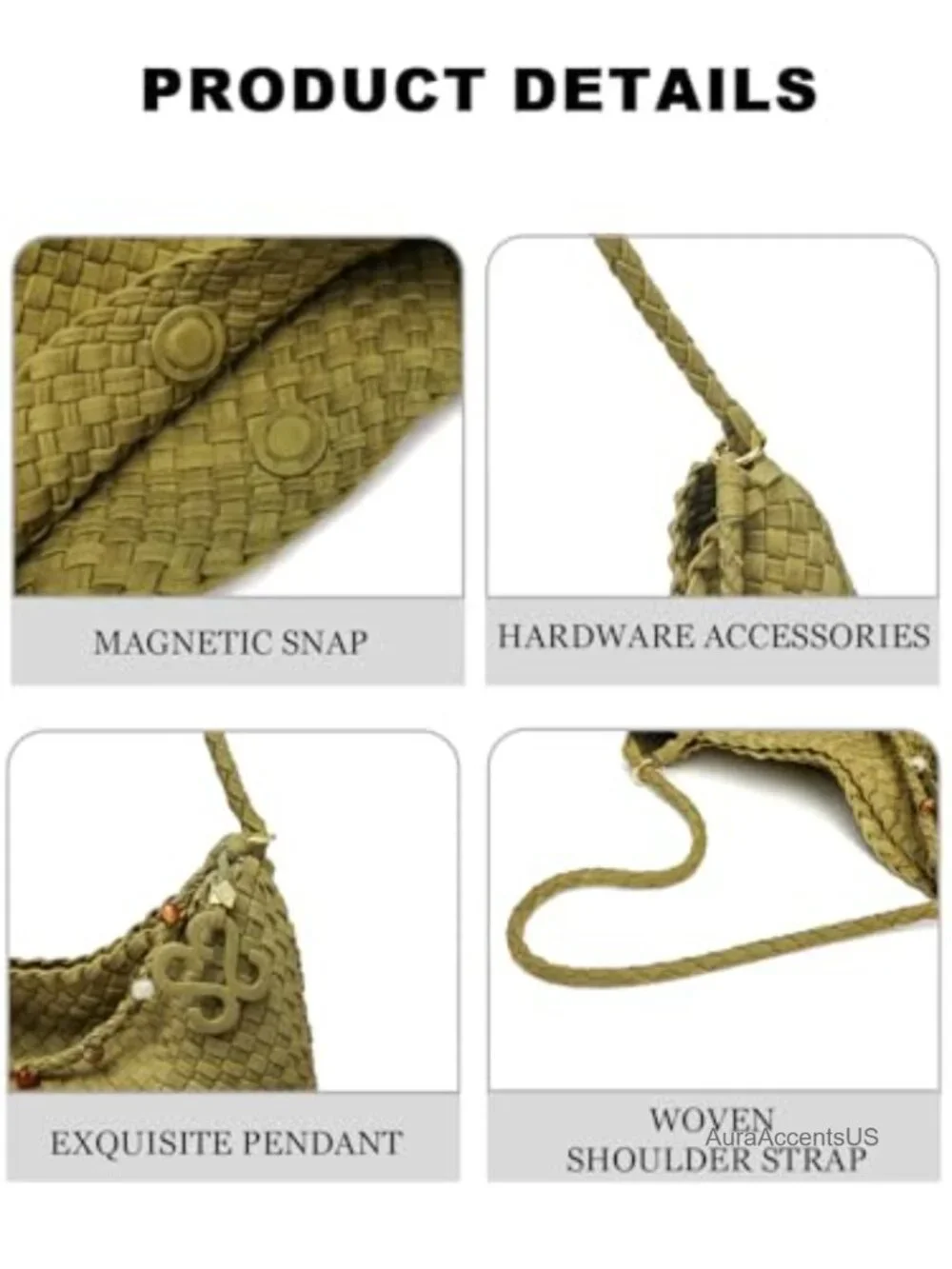 Woven Faux Suede Hobo Shoulder Bag with Magnetic Closure and Beaded